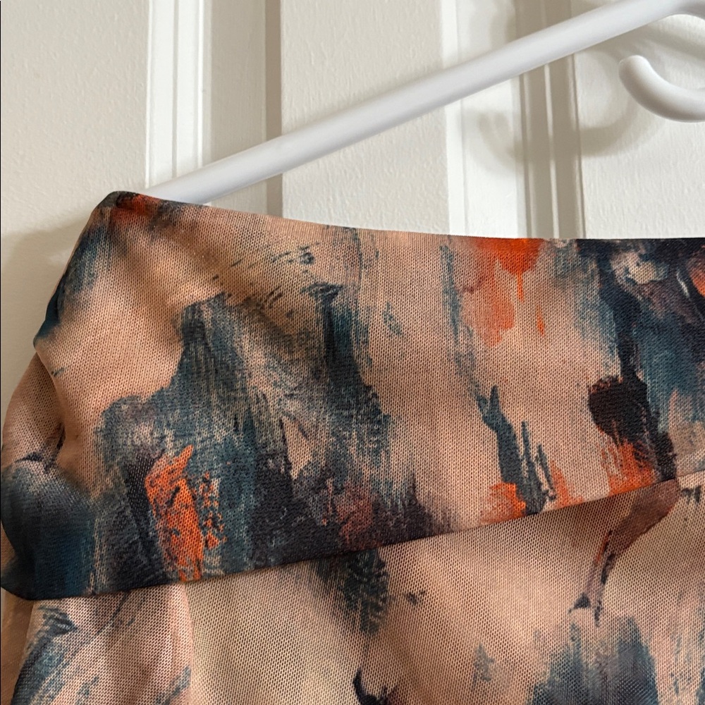 Commense Off-shoulder Wrap Long-sleeve Crop Top - Orange, Sandalwood and Black - Picture 4 of 8